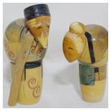 Old Man & Woman Kokeshi Dolls 5.5"