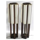 Monumental Pair 41" Mid-Century Column Lamps