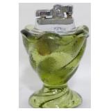 Mid Century Swirl Green Glass Lighter 4"