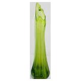 L.E. Smith 26" Green Ribbed Swung Vase