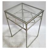 Bamboo motif silver & glass table