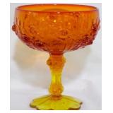 Fenton Amberina Cabbage Rose Compote 6"