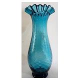 Vintage Blue Ruffled Edge 12" Vase