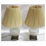 Vintage Pair Glass Ball Lamps 33"