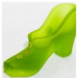 Satin Green Glass Boot 3x4.5x1.5