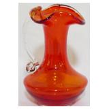 Vintage Amberina Blown Glass Pitcher 5"