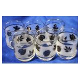 6 Vintage Frosted Silver Overlay Glasses