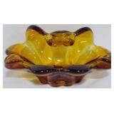Amber Art Glass Ashtray 3x6.5x5