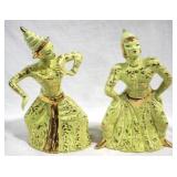 Pair Balinese Oriental Pottery Figures 12"