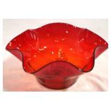 Ruffled Ruby Red Bowl 8.5"