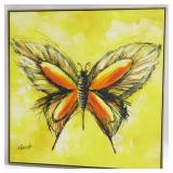 Butterfly Canvas Wall Art Signed 37x37
