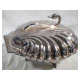 Silver Plated Swan Clam Dish 12 x 8 x 11