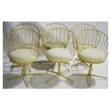 6 Painted Metal Swivel Chairs & some cushions