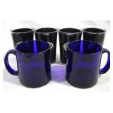 4 Glasses & 2 Blue Glass Mugs