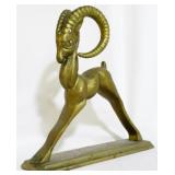 Mid Century Brass Ram Statue 9x9