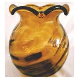Amber Swirl Glass Vase 5.5"