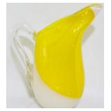Fukuoka Yellow Spiral Striped Pitcher 10"