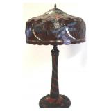 Large stained glass dragonfly lamp