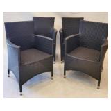 4 Resin Wicker Outdoor Arm Chairs
