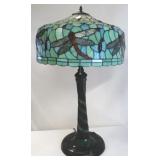 Large stained glass dragonfly lamp