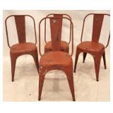 4 Metal Distressed Red Dining chairs
