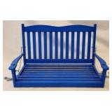 Blue Painted Wooden Porch Swing