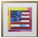 FLAG WITH HEART GICLEE BY PETER MAX