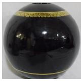 Black Ball Vase, Gold Trim 12"