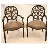 Pair Alden Parkes Honeysuckle Arm Chairs