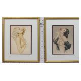 SET OF 2 PIN UP GIRLS BY ALBERTO VARGAS