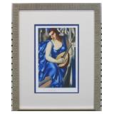 LADY IN BLUE WITH GUITAR BY TAMARA DE LEMPIKA