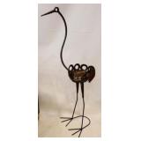 Metal Crane Planter, 51" tall