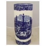 Blue and White Transferware Umbrella Vase