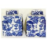 Pair 8" Blue & White Ginger Jars