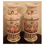 2 Capodimonte Vases - 15" tall
