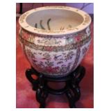 Oriental Planter w/ Wood Base - 19" x 14"