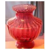 Cranberry Glass Vase - 13" tall
