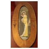 Vintage Oval Framed Lady Print - 26" x 11.5"