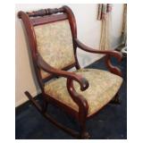Antique Upholstered Rocker - 40" x 25" x 22"