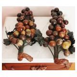 2 Carved Stone Grape Decorations - 17" long