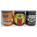 3 Metal Motor Oil Can Wall Hangings - 6" x 4.5"
