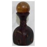 Vintage Leather & Glass Decanter 11.5