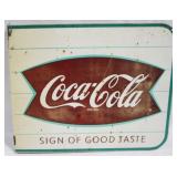 Coca-Cola Fish Tail Flange Metal Sign - 18" x 15"