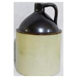 Brown & White Stoneware Jug 10.5"
