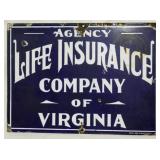 Vintage Porcelain Life Insurance Sign 16x20