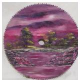 Artist Signed Painted Sawblade 13.5"