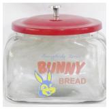 Bunny Bread Store Jar Glass w/ Metal Lid