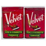 2 Velvet Tobacco Tins 4.5"