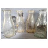 4 Vintage Glass Dairy Bottles