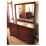 Mahogany Dresser w / Mirror - 69" x 56" x 20"